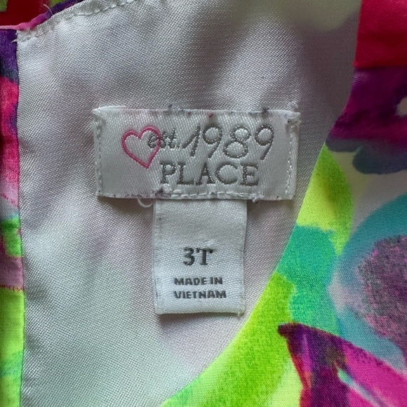 The Children’s Place Neon Floral Girls Party Dress Spring Flowers 3T Toddler - Picture 11 of 11